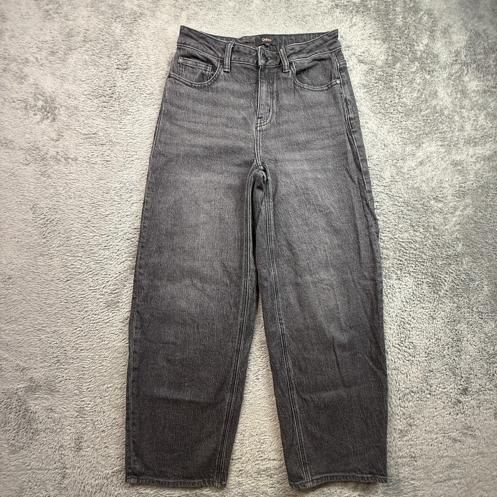 Quince Bella Stretch Barrel Jeans Charcoal Black Denim 26x28 High Rise